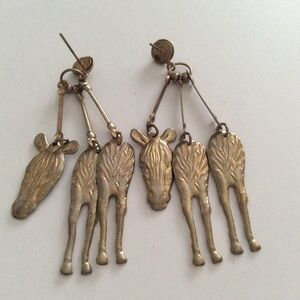 Earrings zebra 🦓 design gold tone dangling bjr